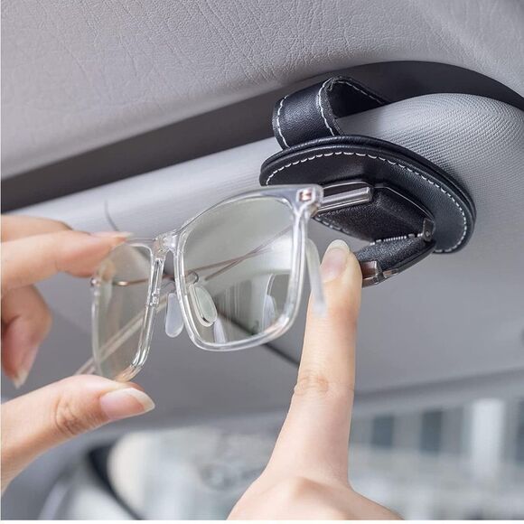 Mercedes Sunglass Holder for Car with Logo Black PU Leather NWT - Picture 2 of 10